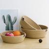 1 Set Breathable Woven Storage Basket with Handle Flax Eco-friendly Woven Storage Box for Bedroom