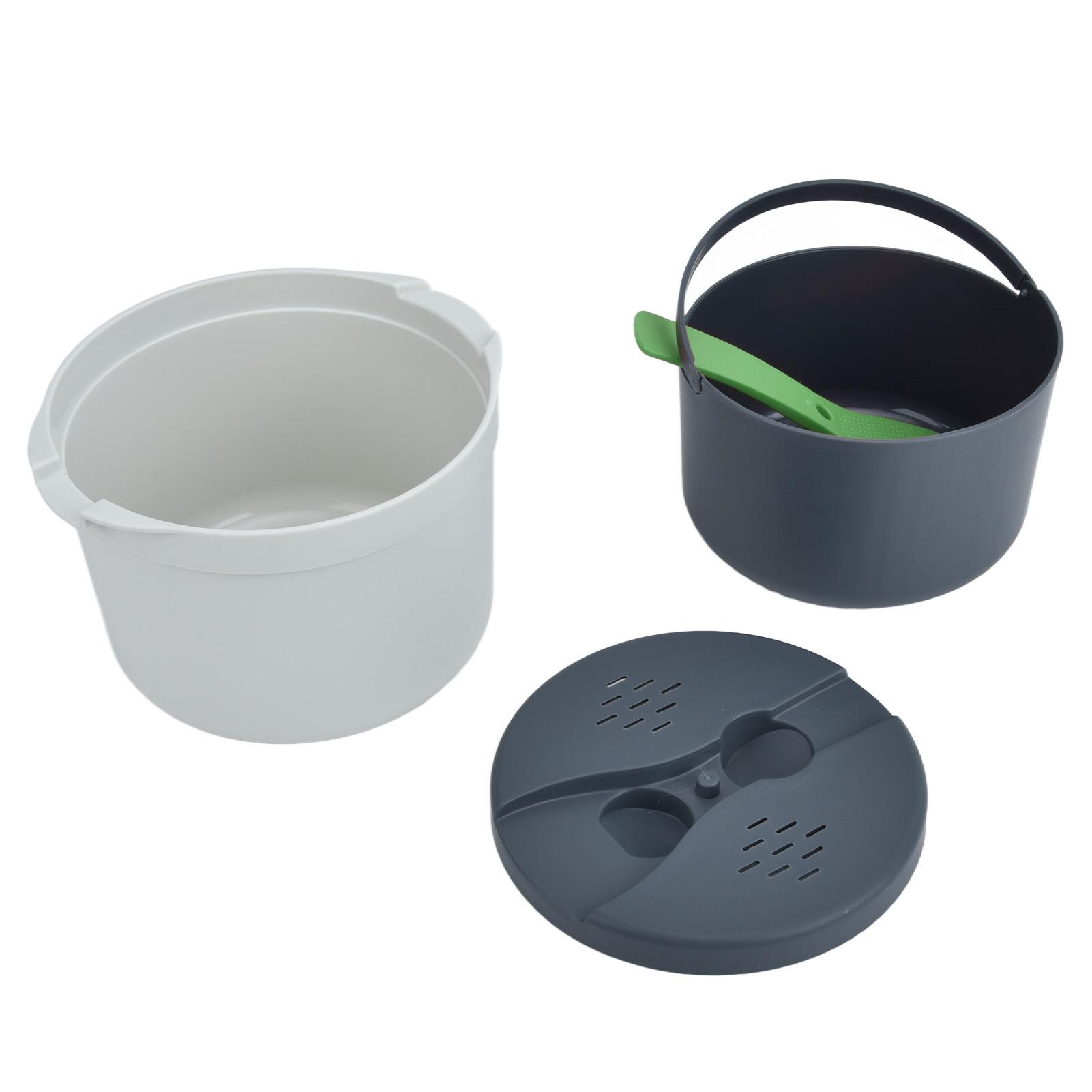 Kaisai Orange Microwave Rice Cooker 2L Food Grade Pp Material Rice Spoon Lid Strainer Steaming Pot Rice Cooker Set