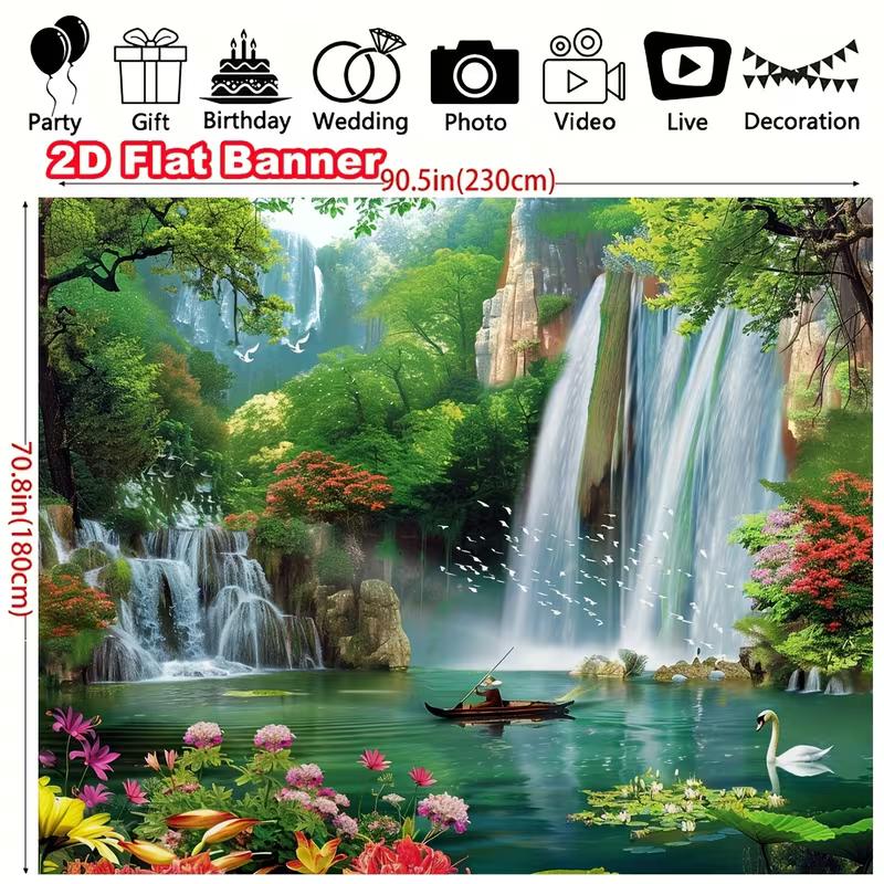 

2D Waterfall Landscape Background Cloth for Video Studio 47.2x31.5inch/120*80cm