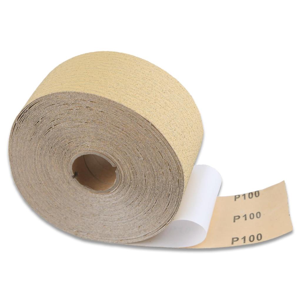 LEONTOOL Sandpaper 100 70mm Wide x 18M PSA Sanding Gauze Fine Aluminum Woodworking Sanding Automotive Polishing Roll, Grit, Long, Adhesive, Yellow,