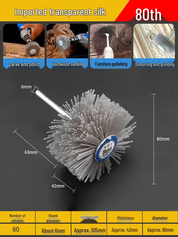 DuPont Nylon Silk Woodworking Polishing Wheel for Root Carving