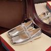 Lace Belt Shallow Mouth Versatile Ballet Mary Jane Shoes 2025 New Spring and Autumn French Square Head Flat Bottom Casual Shoes