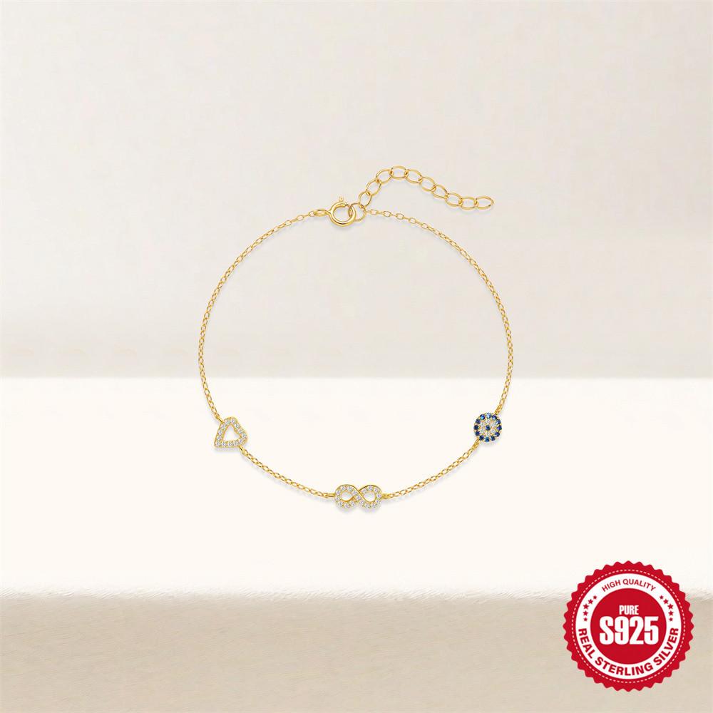 S925 Sterling Silver Daily Pedo Element Love/Infinite Loop Demon'S Eye Versatile Bracelet Bracelet