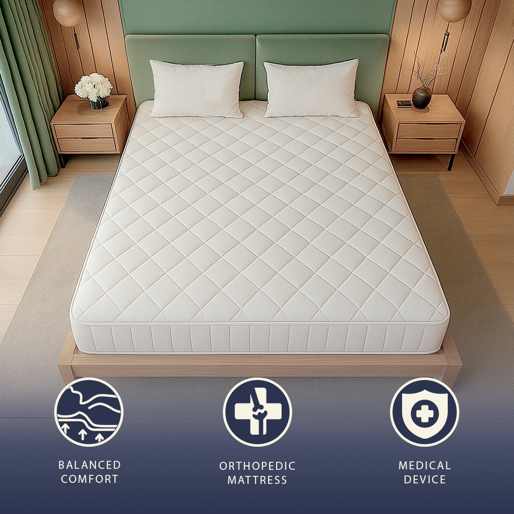 The White Stone Fire Retardant Memory Foam Mattress Height 20 Cm | | Hypoallergenic and Antibacterial Cover