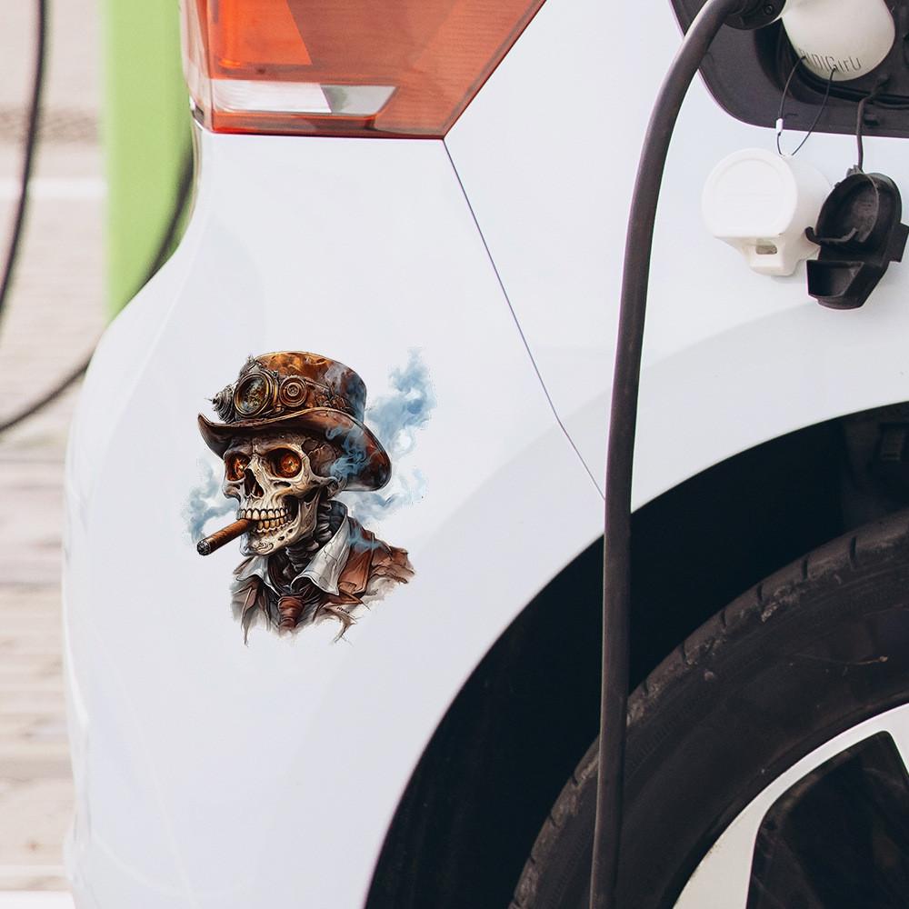 Rauchendes Skelett Halloween Muster Heimaufkleber Dekoration für Wand und Auto