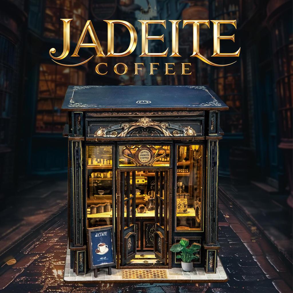 Pixie Curio Miniatyrdockhus 3D Trä Medeltida Stil LED Beröring DIY Bokhylla Bokhörna Färginstruktioner Populär Födelsedagspresent för Tonåringar och