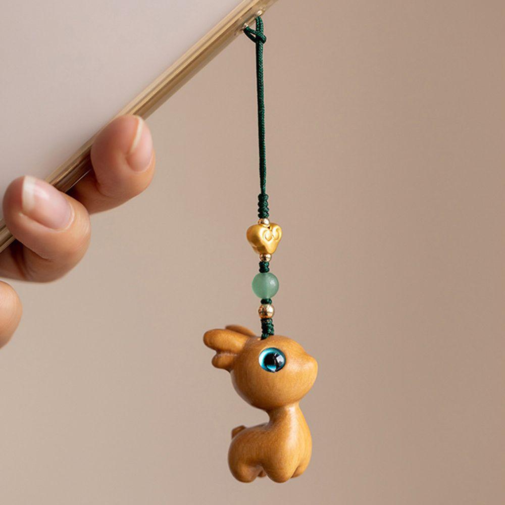 Chain Sandalwood Handmade Rope Deer Mobile Phone Wood Key Chain Chinese Style Key Ring Bag Pendant
