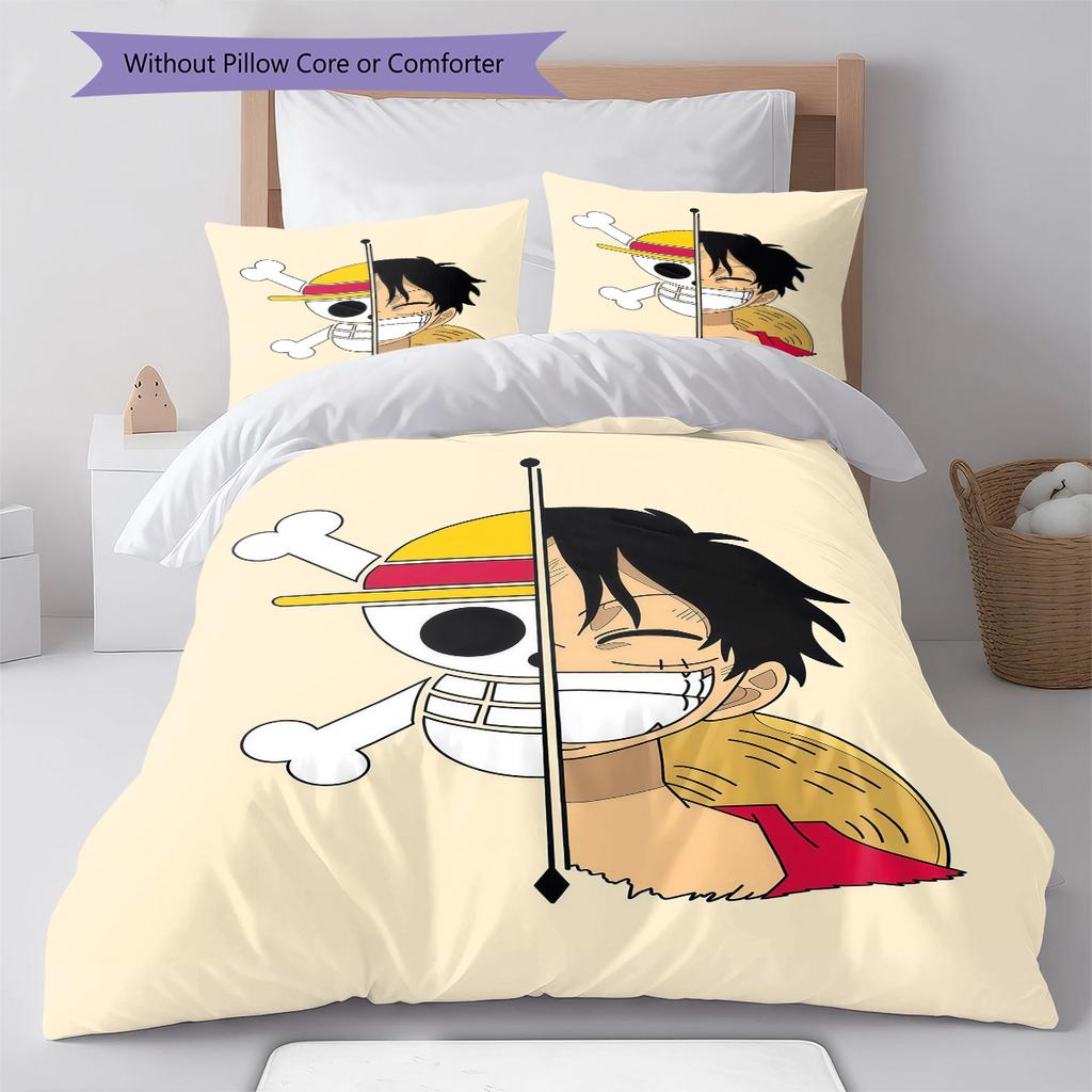 Luffy D Vzor Povlečení Přikrývka Sada Povlak na přikrývku Povlak na polštář Domov Narozeninový dárek(1 * povlak na peřinu + 2 * povlak na polštář, bez jádra)