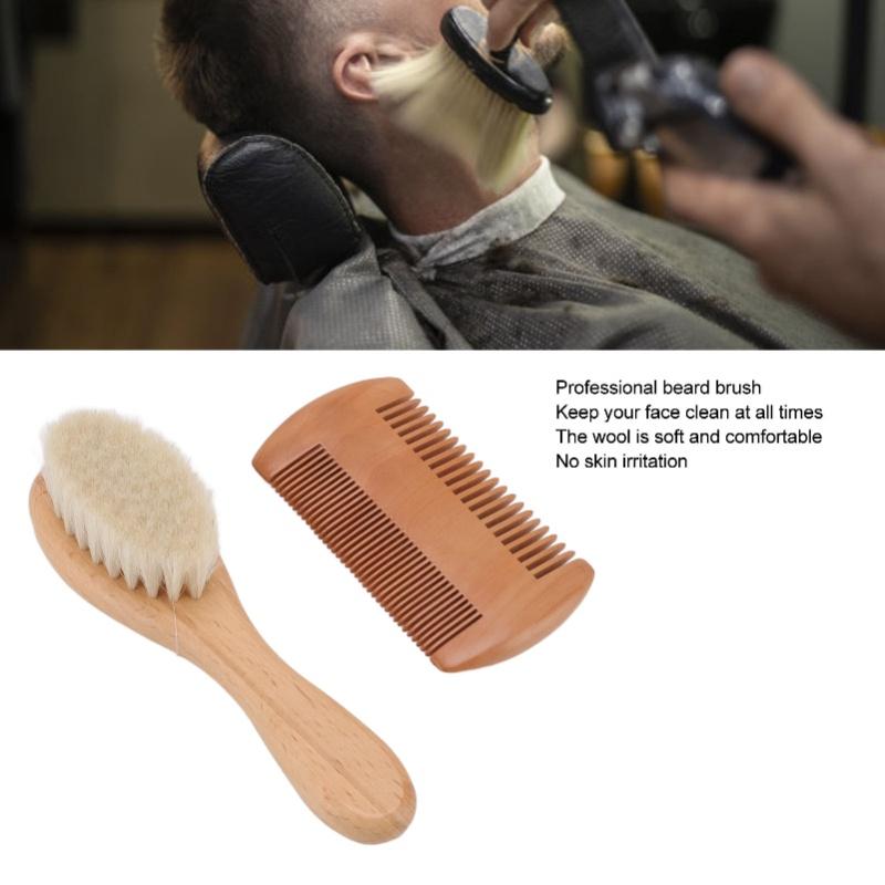 Wooden Baby Hair Brush And Comb Set Wool Brush Double Edged Comb For Baby Shower Newborn Hair