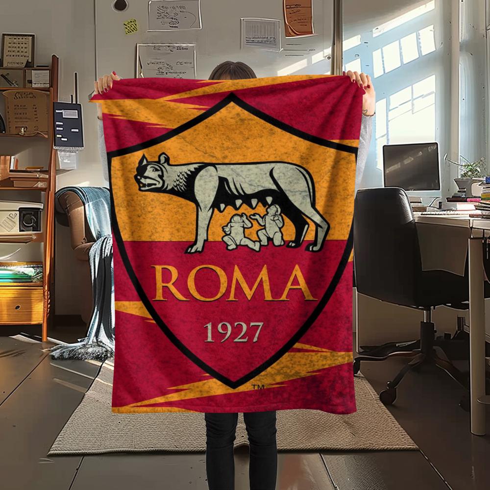1pc A.S Roma Print Flannel Blanket, High Quality Comfortable for All Seasons, Home Decor, Warmth and Comfort, Perfect for Christmas Gifts01