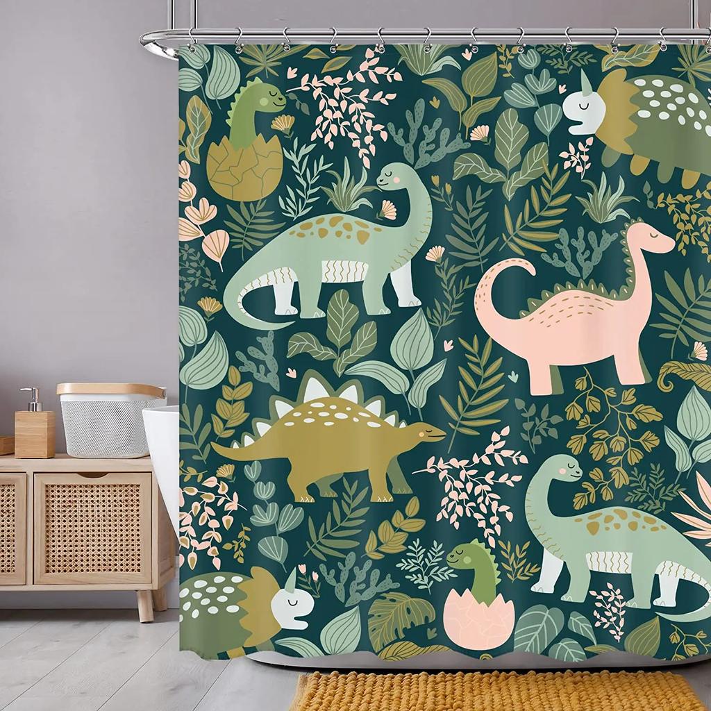 Mermaid Kids Shower Curtain Colourful Cartoon Sea Creatures Starfish Cute Girls Bathroom Decor Polyester Fabric Hanging Curtains