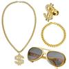 Herr Cosplay Hip-Hop Punk Dollar Halsband, Ring, Hinkhatt och Glasögon Set