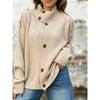Women Turtleneck Button Cardigan Sweater Shoulder Epaulet Detail Loose Knit Coat Casual Outerwear