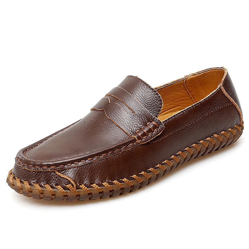 2023 Men s Spring/Summer Cowhide Slip-On Breathable Casual Leather Shoes - Trendy, Versatile, Soft Sole 38