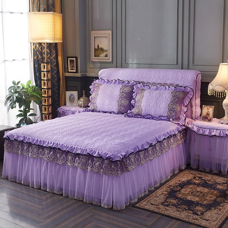 Dustproof Coverlet Single Piece Bed-linen Lace Washed Cotton Wear-resistant and Durable High End Non Slip Bed Sheet for Bedrooms