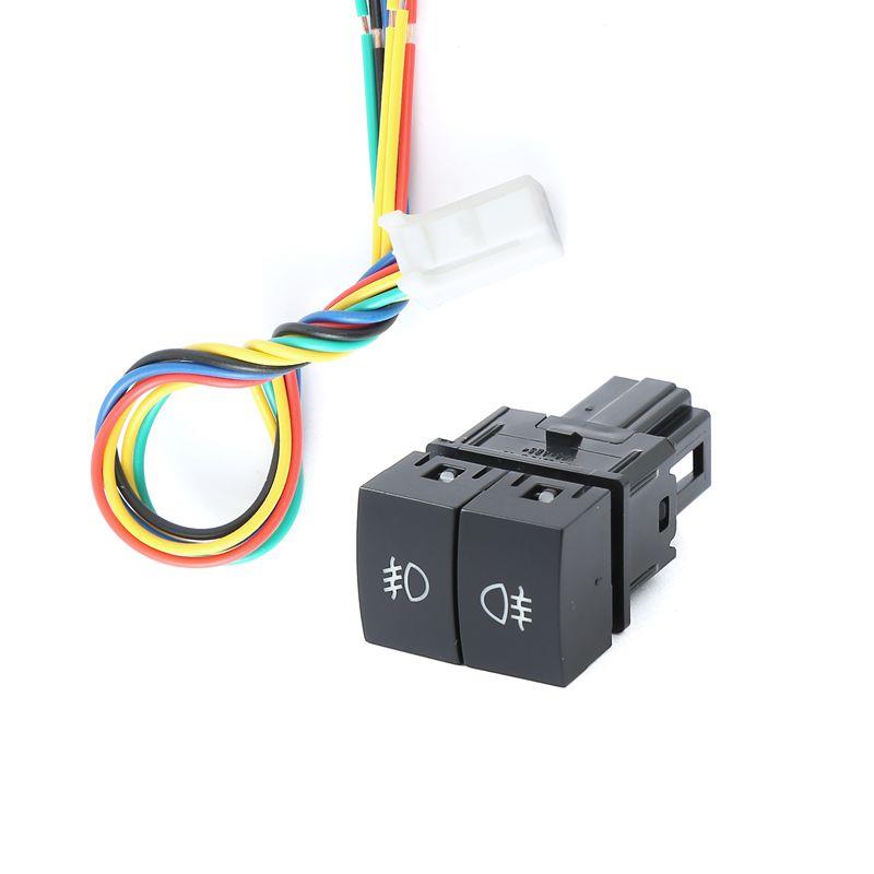 1PC Car Dual Switch Fan Light LED DRL Front Rear Fog Light Switch Button with Wire Fit For Nissan X-TRAIL 2023 Accessories