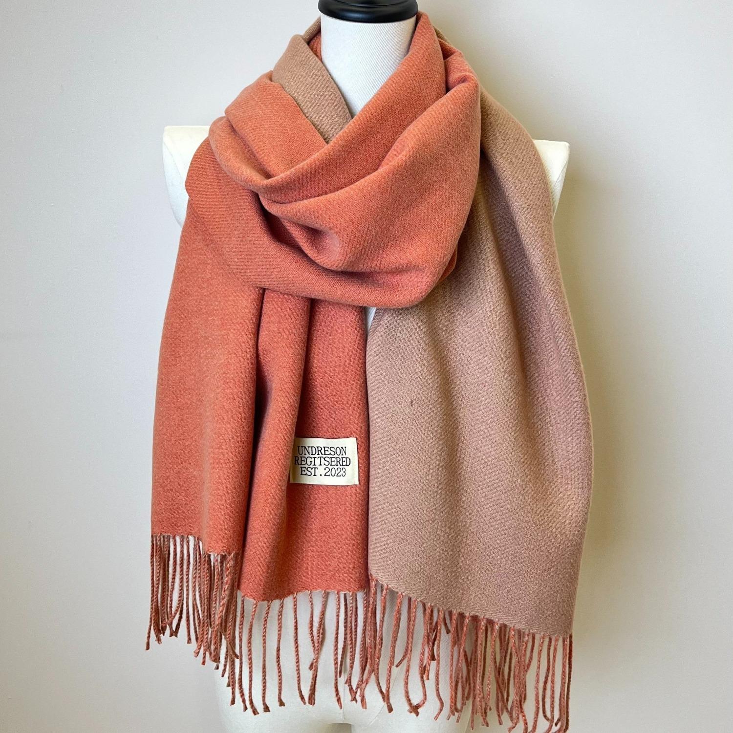 

Двусторонний двухцветный шарф, простая базовая шаль с кисточками из искусственного кашемира, осенне-зимний унисекс, утепленный шарф для защиты шеи