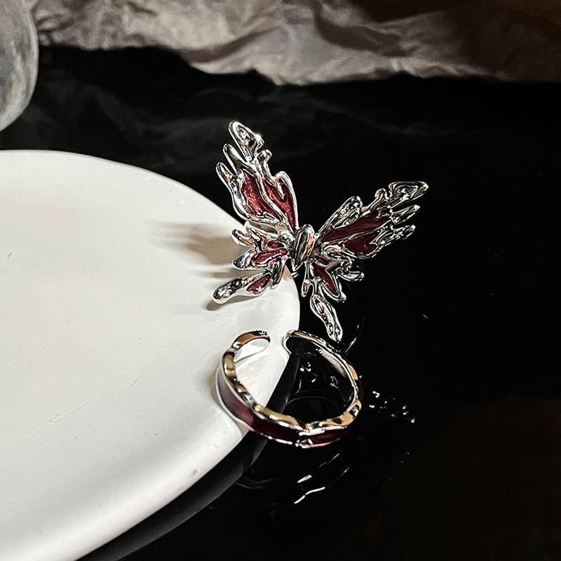 1PC Jewelry Halloween Jewelry Irregular Butterfly Aesthetic Ring Gothic Adjustable Opening Red Rings Unisex Punk Creative