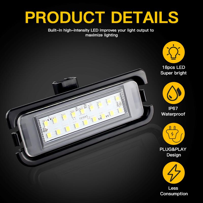 2PCS White Number Plate Lamp For Ford Mustang 2015-2019 OEM FR3Z-13550-A FR3Z13550A LED Bulb Rear License Plate Lamp Tail Lamp