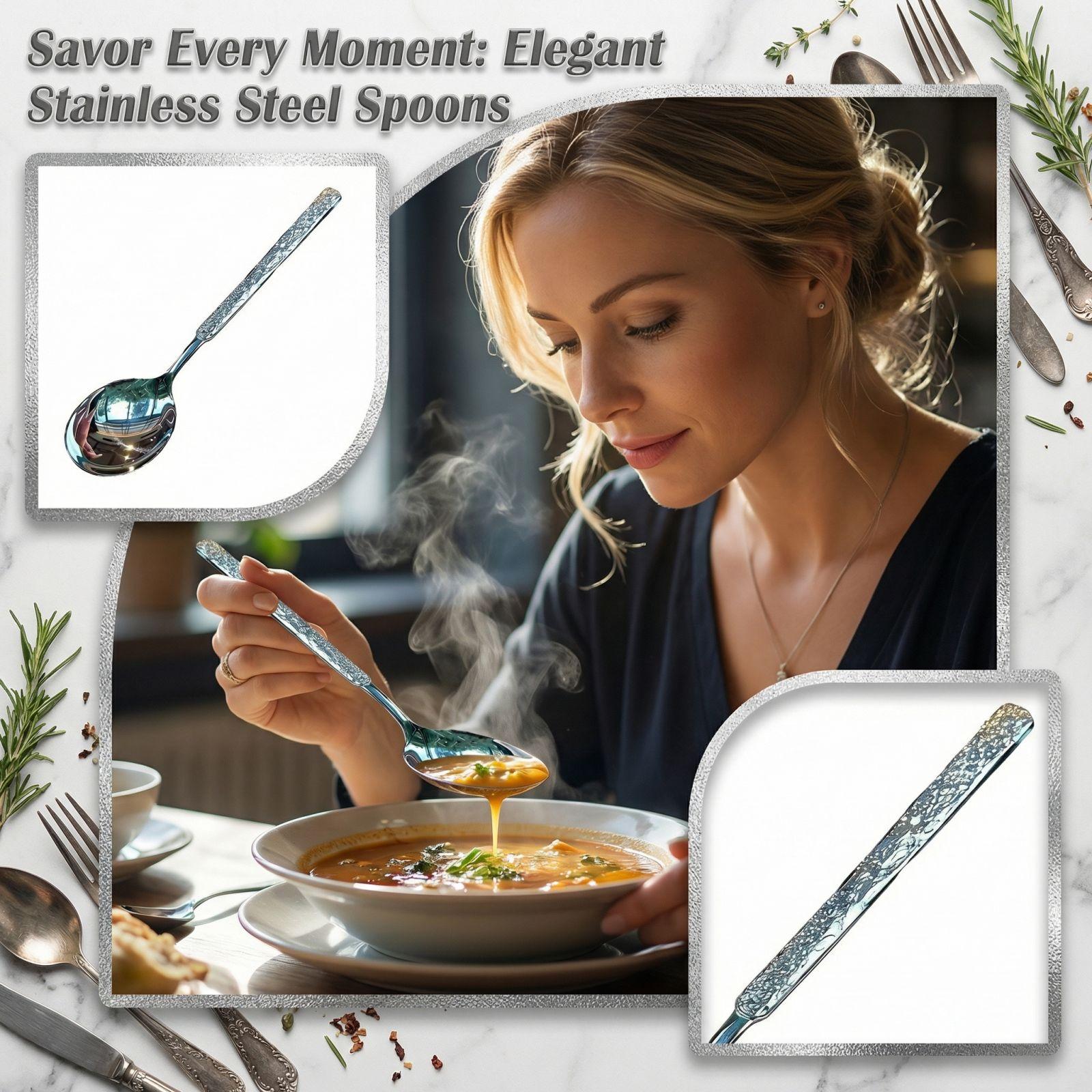 Stainless Steel Household Round Headed Long Handled Spoon One Size