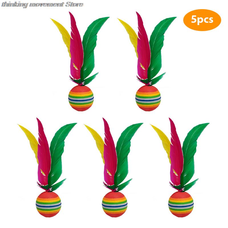 1/5pcs Colorful Feather Shuttlecock China Jianzi Foot Kick Hand wheel Fancy Goose Feather Shuttlecock Fitness entertainment