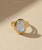 Rainbow Moonstone Ring, 14K Gold Plated Sterling Silver, Boho Statement Jewelry, June Birthstone