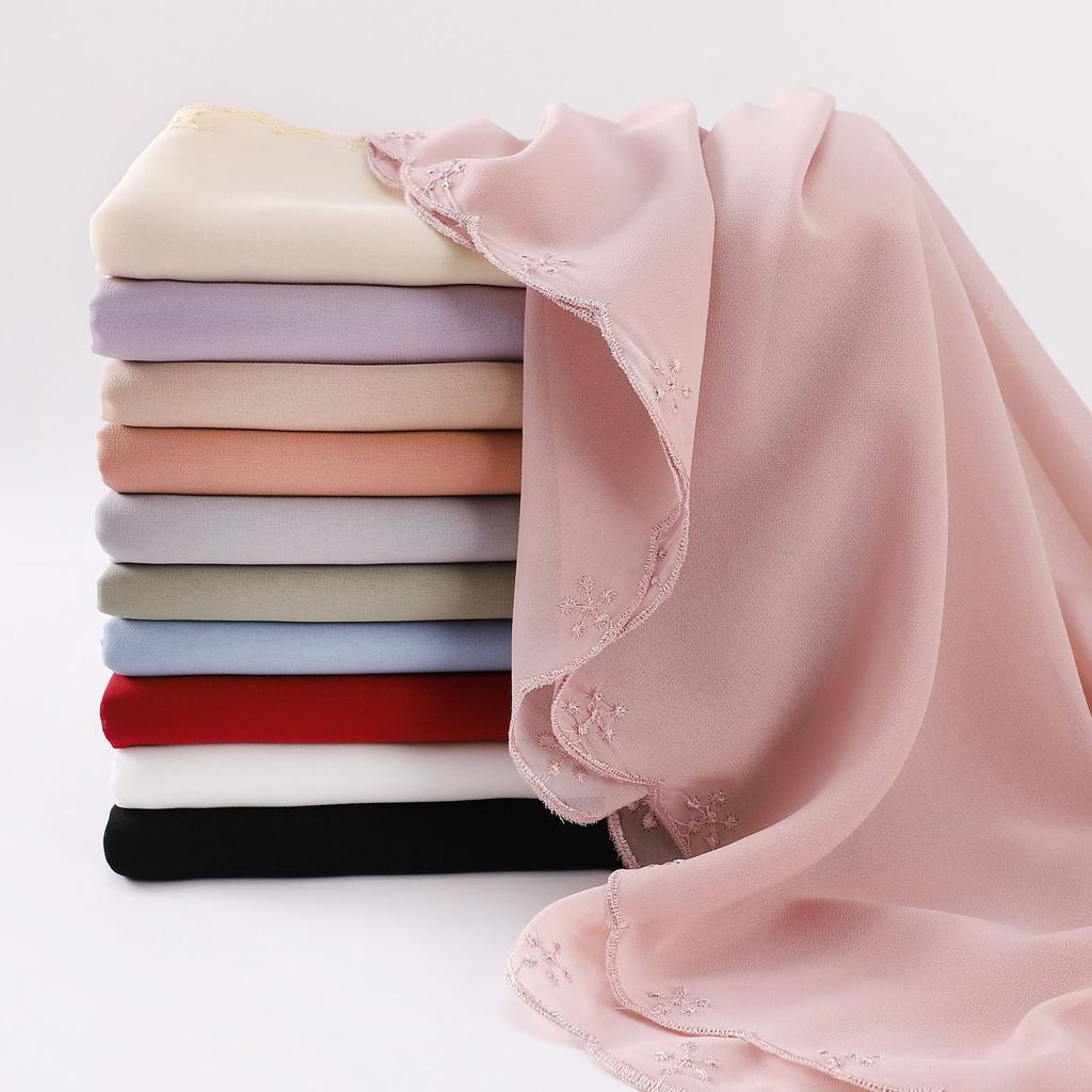 Women S Embroidered Pearl Chiffon Scarf For African Ethnic Style