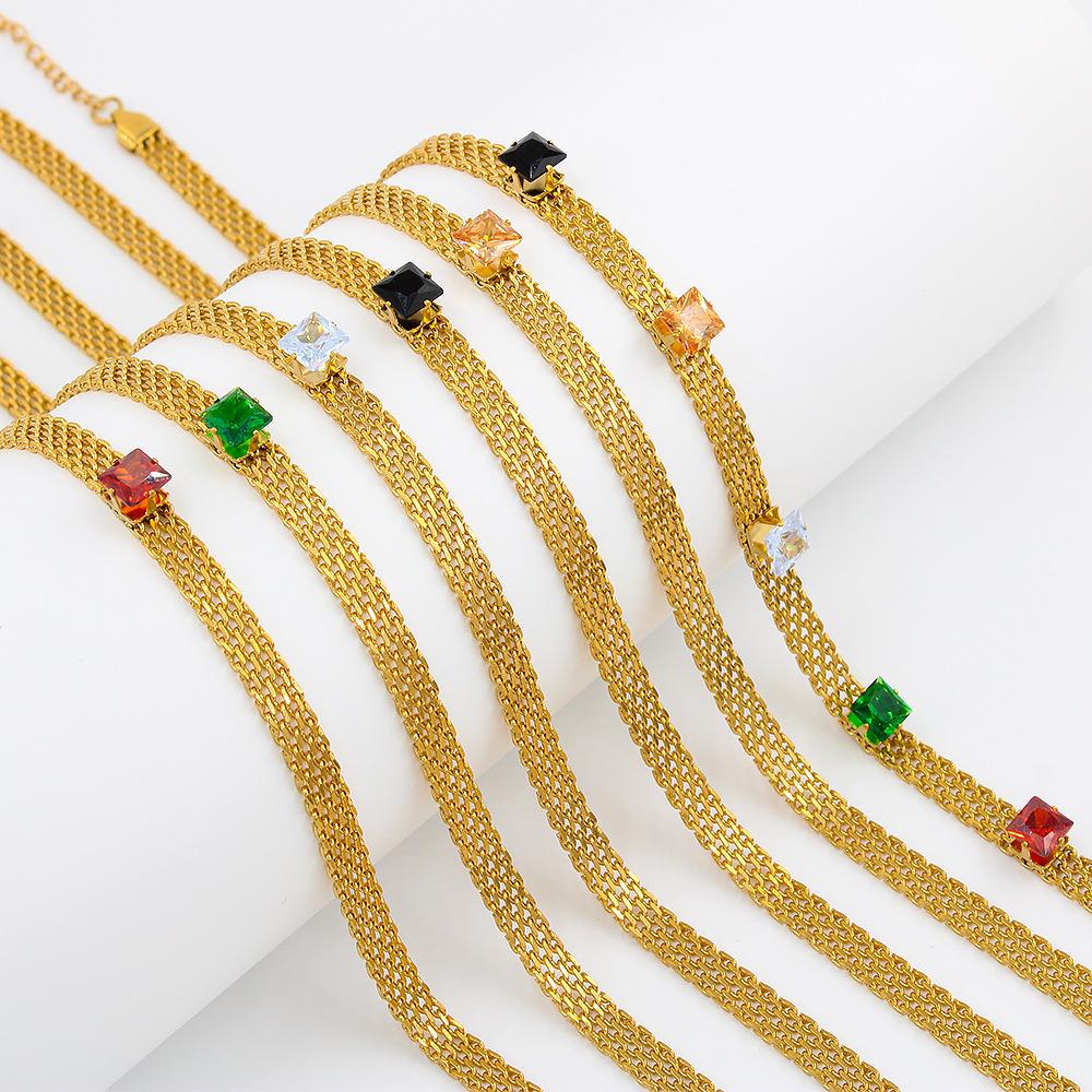18K Gold Plated Cuban Link Chain Necklace for Women - Stainless Steel, French Retro Design
