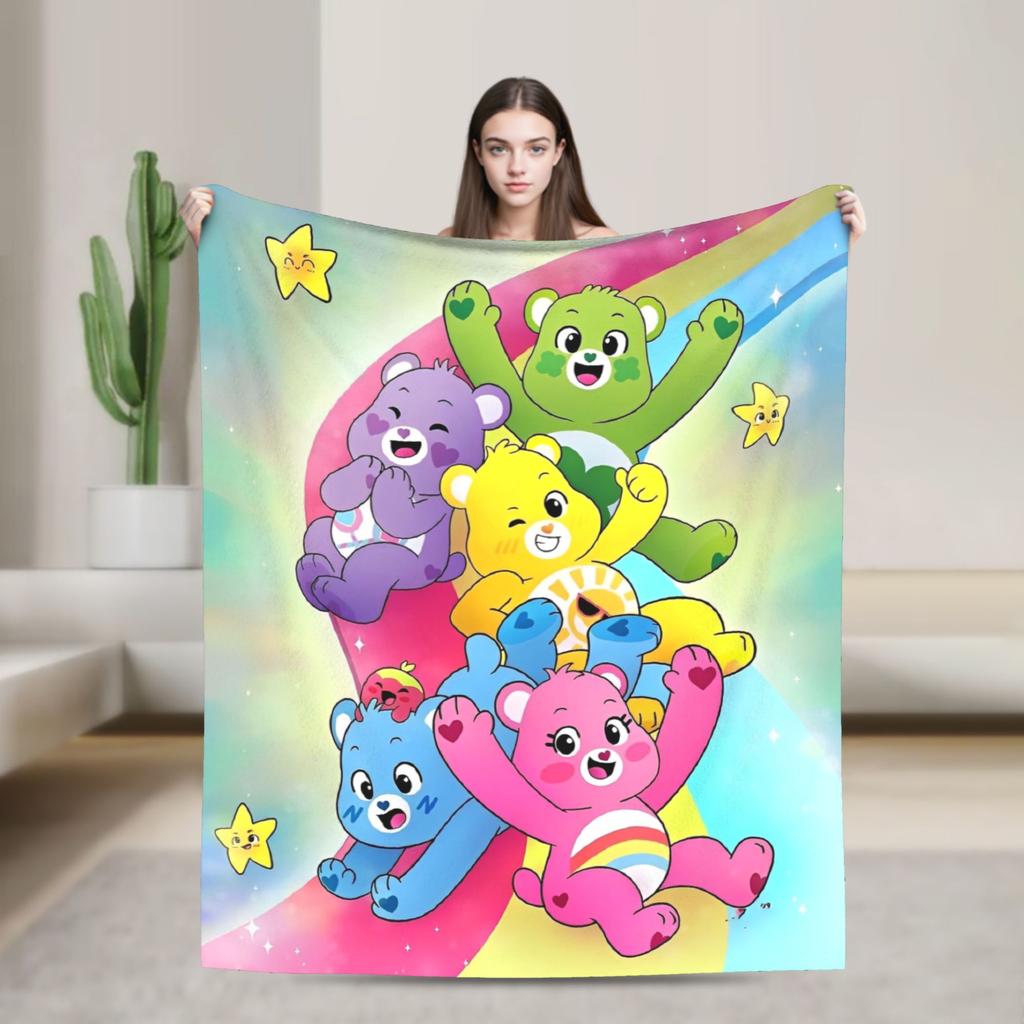 Cartoon Care Bears Blanket Animal Travel Flannel Bedding Throws For Bedroom Warm Soft Custom DIY Quality Bedspread Gift