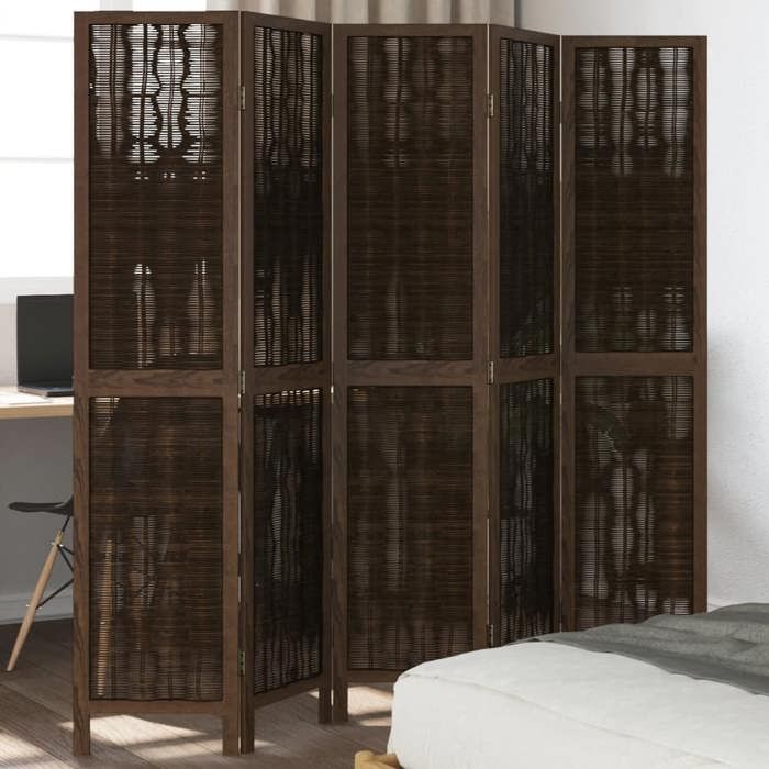 VidaXL Room Divider 5 Panels, Room Separator, Privacy Screen, Folding Screen Bedroom Living Room, Dark Brown 358662