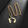 Hollowed Out Horsehead Necklace Men Girl Pendant Hip-hop Silver Gold Color Stainless Steel Chain Personality Rock Jewelry Gifts