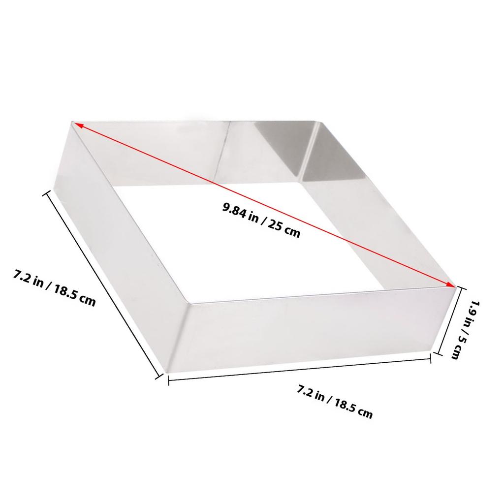 9 Inch Square Premium Stainless Steel Cake Ring for Mousse Pastry Baking DIY Dessert Making Cookie Dough Fondant Cheese Cutting