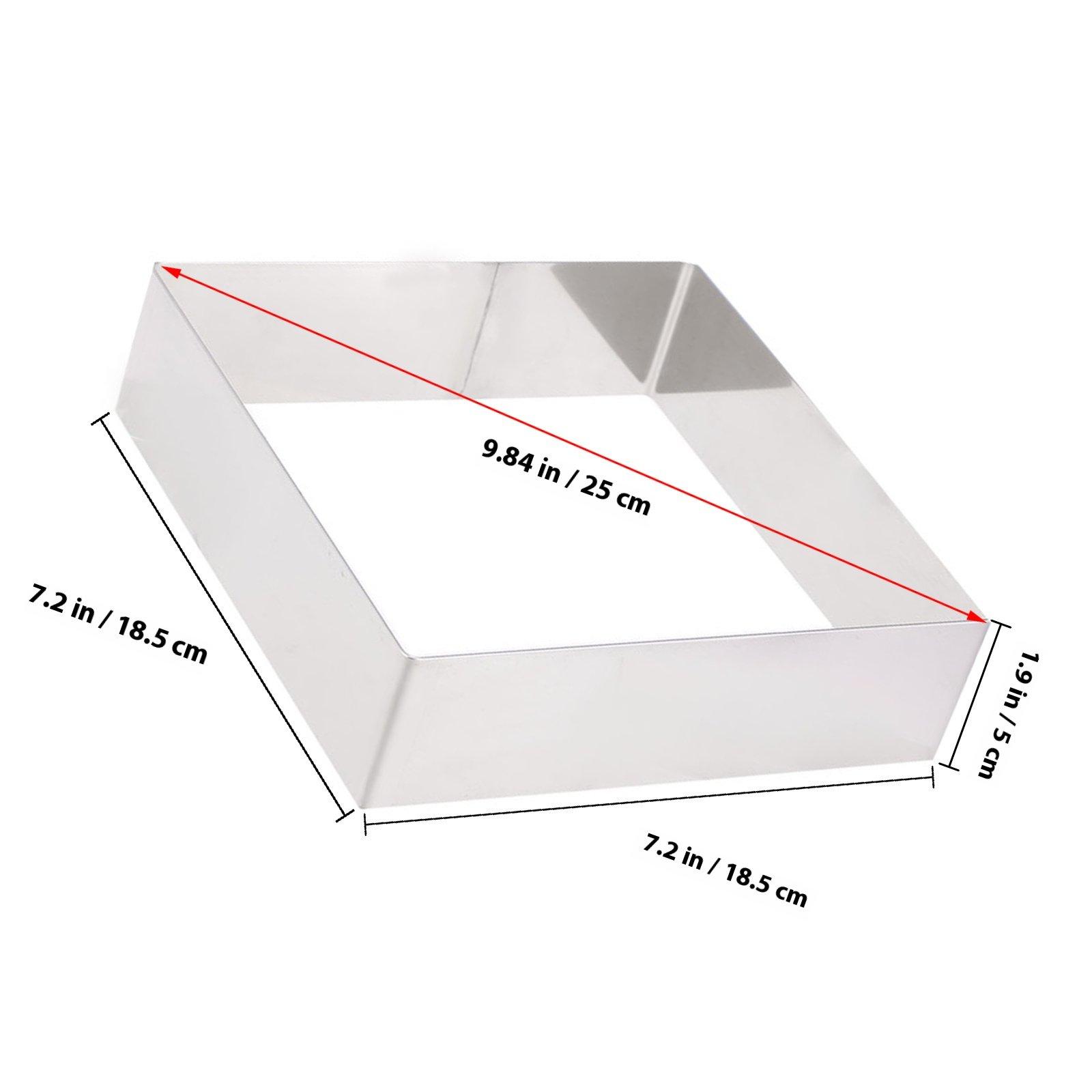 

17 Inch Square Stainless Steel Mousse Ring Premium Cake Cutter Non-Stick Pastry Mold for Baking Dessert Cookie Dough