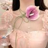 Elegant Floral Clavicle Chain Unique Flower Choker Necklace Zantedeschia Necklaces  For Women Girls