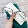 Computer Blue Blocking Light Glasses for Men Women Plain Eyeglasses Big Square Alloy TR90 Ultra-lightweight Frame Plano Eyewear