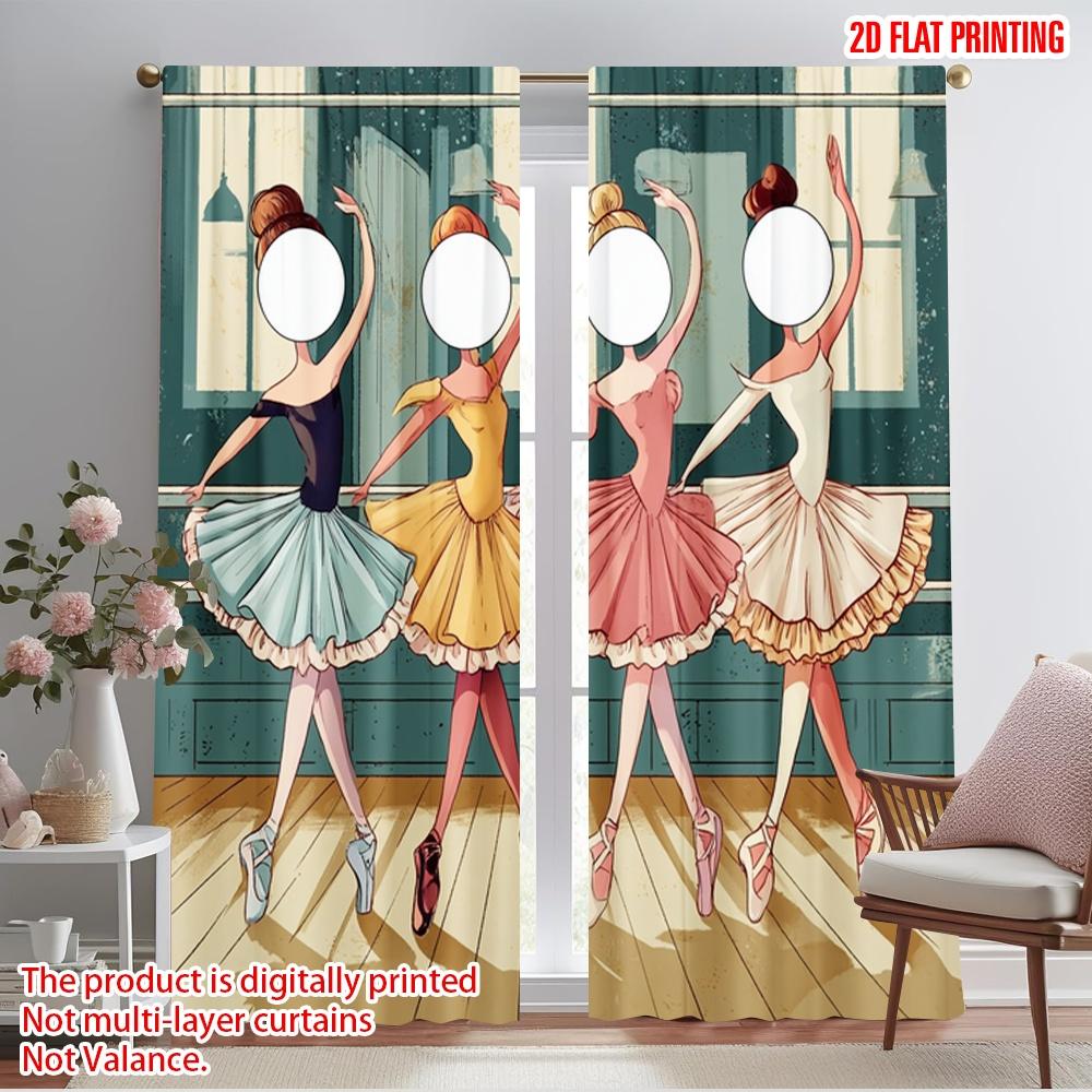 

2 шт., 2D печать на ткани Занавеска Популярный женский танец Прочный полиэстер (без удилища) Подарки для спальни, кухни, офиса и гостиной 52.50×116.00 CM 2pcs