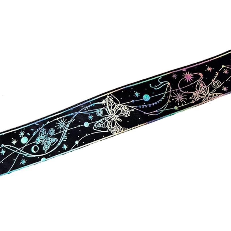 1 Roll DIY Hot Stamping Material Printed Pattern Butterfly Ribbon Creative Hot Stamped Ribbon Lace Accessories 2.5x450cm