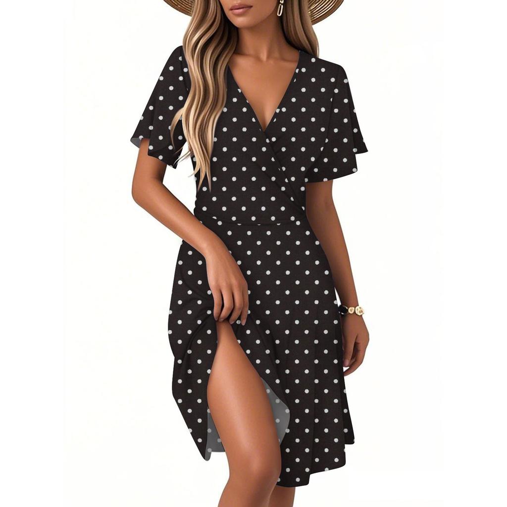 Women's Casual Fashion Dress Vintage Floral Floral Short Sleeve V-neck Dress