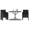 VidaXL Ensemble de Bistro avec Coussins 3 pcs, Chaises et Table de Patio, Meubles de Terrasse Arrière-cour Extérieur, Noir 365063