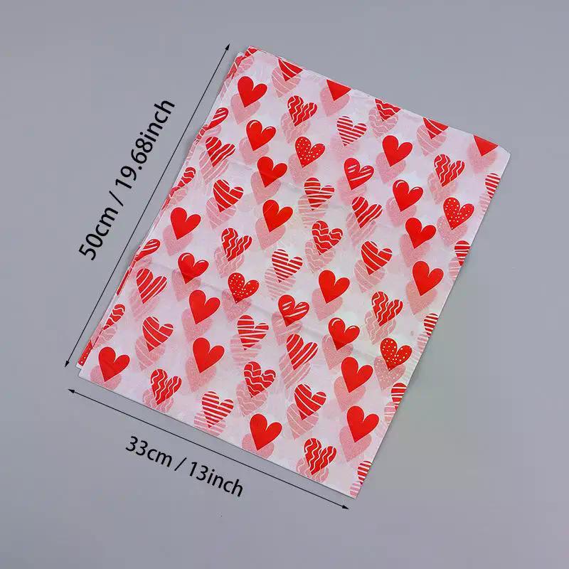 20 Sheets Valentine's Day Tissue Paper Red Love Heart Gift Wrapping Paper Birthday Decor Bridal Shower Party Supplies 50X35 Cm