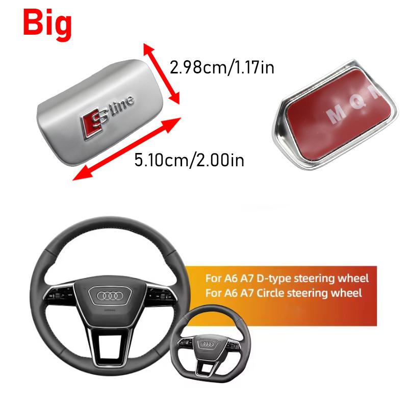 For Audi RS3 1Pc 3D Metal Car Steering Wheel Badge Logo Emblem Sticker For Audi A7 A3 A4 A6 A5 Q5 A1 Q7 Q3 Q4 TT SQ5 RSQ3 RS Q8 S3 S4 RS5 RS6