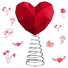 Red Heart Shaped Valentine's Day Tree Topper Romantic 3D Love Heart Ornament with Spiral Base for Wedding Party Holiday Tree Decoration