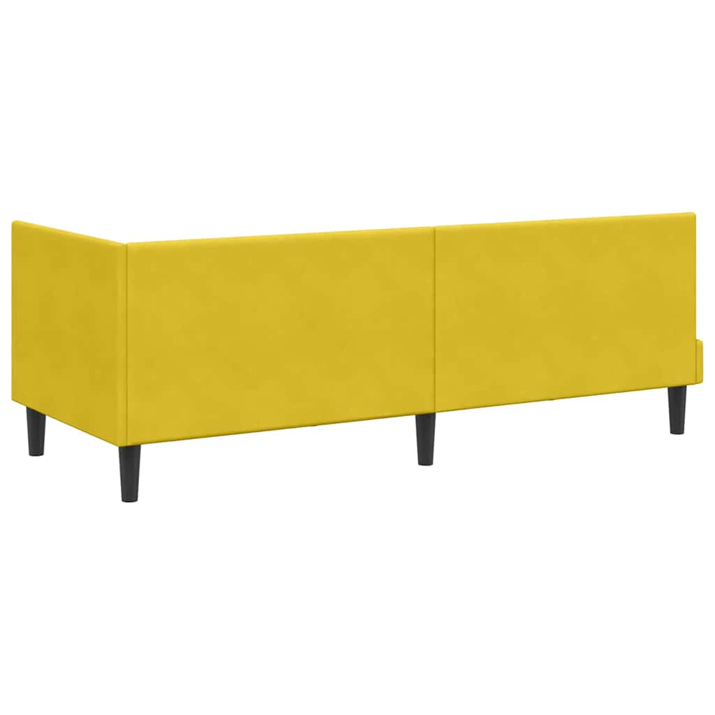 L Shaped Bed Frame with Headboard Yellow 80 Cm X 200 Cm Velvet