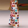 Retro Fashion Multicolor V-Neck Sleeveless Long Skirt Dress
