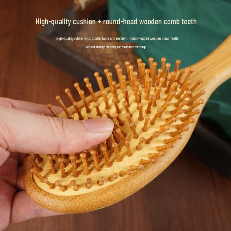 Natural Bamboo Air Cushion Comb for Scalp Health Massage - Household Straight Hair Large Brush