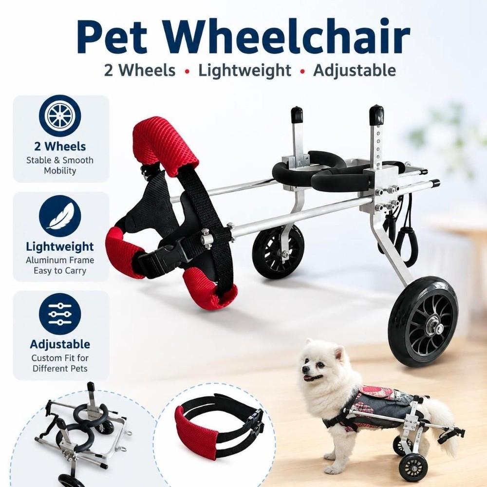 Adjustable Dog Wheelchair 2 Wheels Pet Wheelchair Pet Mobility Aid  Small And Medium Dog