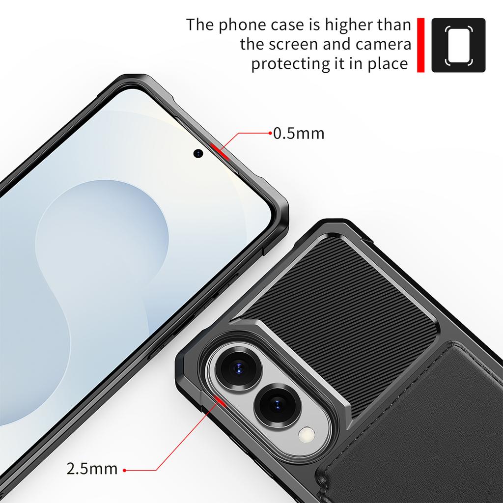 For Samsung Galaxy S25 Edge Case with Card Holder PU Leather+TPU Phone Back Cover