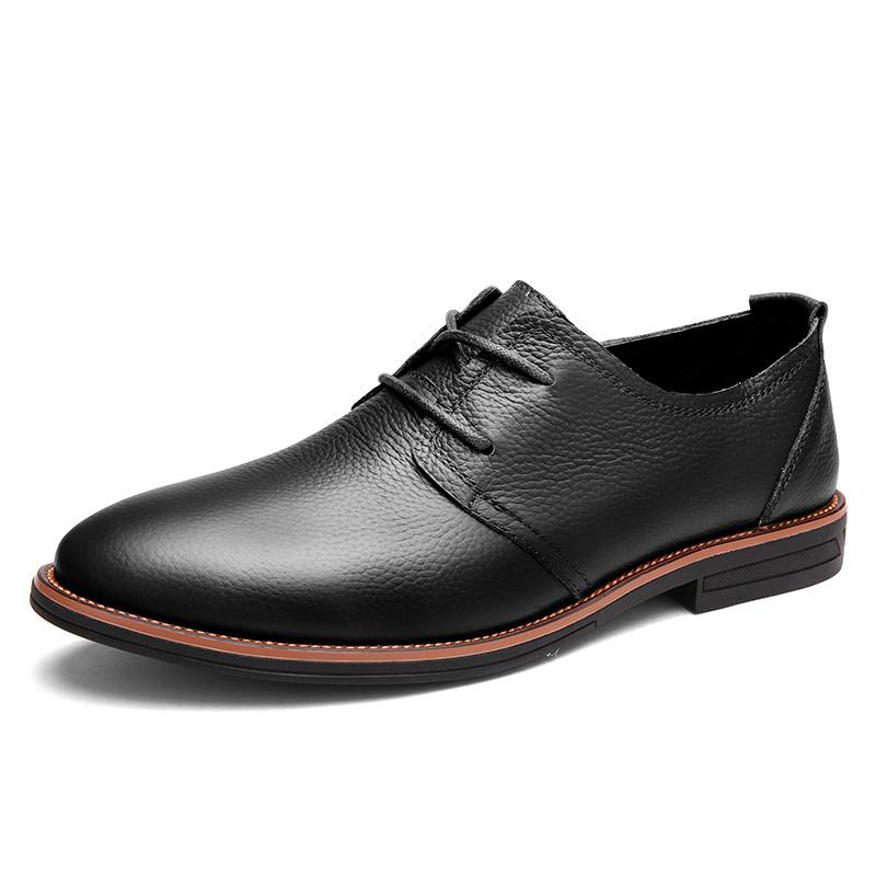 Fashion Men Dress Shoes Genuine Leather 2024 New Men's Oxford Shoes Leather Derby Shoe Lace-up Pointed Toe Business Men Shoes741
