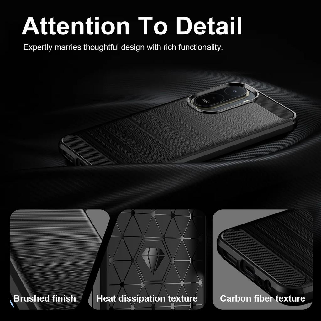 For Redmi Note 15 14 13 12 Pro Plus12s Carbon Fiber Brushed Texture Anti-Fingerprint PhoneCase For Redmi A7Pro 15A 15C 14C A5 15