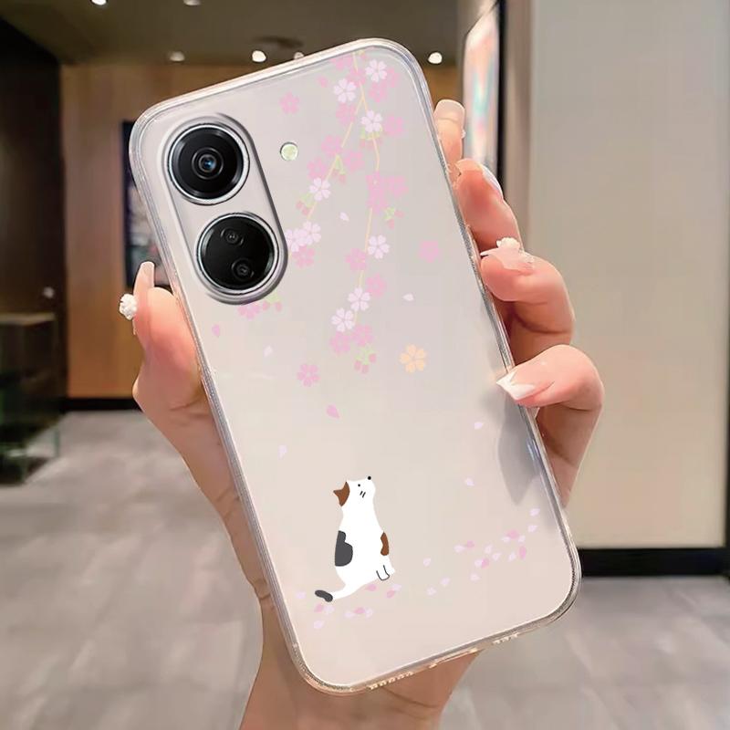 Transparent Phone Case For Poco C65 Redmi Note 15 Pro+ Plus 14C Cover Cartoon Flowers Soft TPU Shockproof Funda Bags Heart Clear